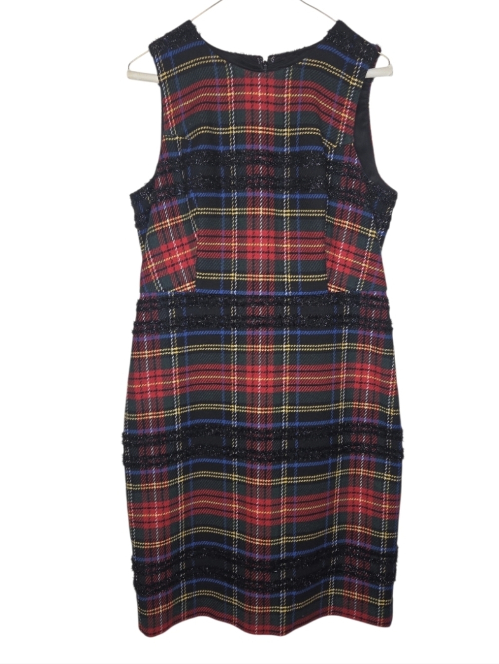 J Crew Stewart Tartan Holiday Plaid Lurex Stripe Shift Dress Size 12